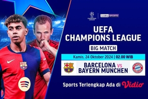 Siaran Langsung Big Match Liga Champion: Barcelona vs Bayern Munchen Matchweek 3 di Vidio Pekan Ini