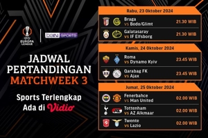 Jadwal dan Link Siaran Langsung Pertandingan Liga Europa 2024/25 Matchweek 3 Pekan Ini di Vidio