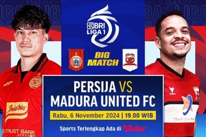 Live Streaming Big Match BRI Liga 1: Persija vs Madura United Matchweek 10 di Vidio