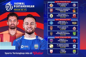 Jadwal dan Link Siaran Langsung BRI Liga 1 Matchweek 17 Akhir Pekan di Vidio