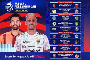 Jadwal Live Streaming BRI Liga 1 2024/25 Matchweek 18 di Vidio Pekan Ini