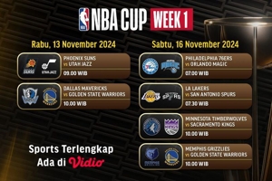 Jadwal Live Streaming Pertandingan Pekan 1 NBA Cup 2024/2025 di Vidio, 13-16 November 2024