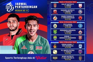 Jadwal Live Streaming Pertandingan BRI Liga 1 2024/25 Pekan ke-11 di Vidio