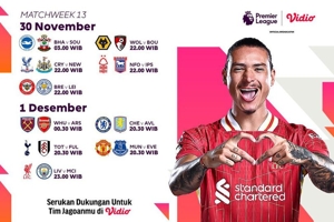 Jadwal Siaran Langsung Premier League 2024/25 Matchweek 13 Akhir Pekan Ini di Vidio