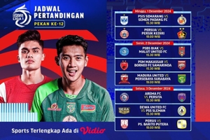 Jadwal Live Streaming Pertandingan BRI Liga 1 Pekan ke-12 di Vidio