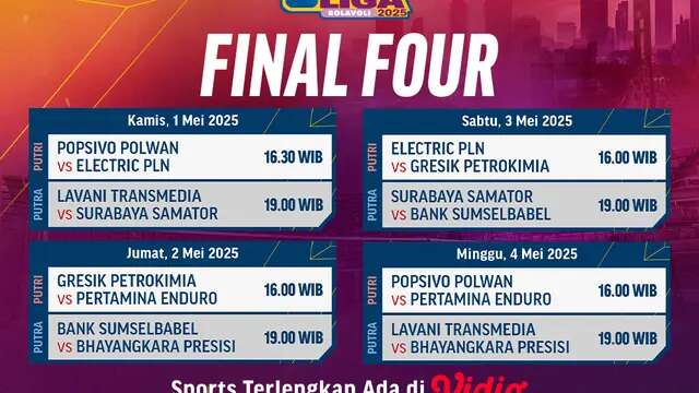 Saksikan live streaming final four PLN Mobile Proliga 2025 week 3 di Vidio. Jangan lewatkan aksi dari para pemain Nasional sampai Internasional di ajang PLN Mobile Proliga 2025 pada babak final four hanya di layanan OTT Vidio. (sum. doc. vidio.com)