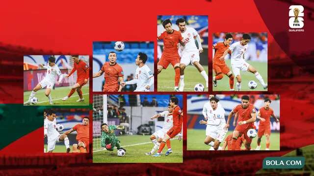 Kolase - China Vs Timnas Indonesia Leg 1 (Bola.com/Adreansu Titus)