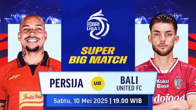 Saksikan live streaming big match BRI Liga 1: Persija Jakarta vs Bali United di Vidio. Tonton aksi dari para pemain di big match Persija Jakarta vs Bali United pada matchweek 32 BRI Liga 1 hanya di layanan OTT Vidio. (sum. doc. vidio.com)