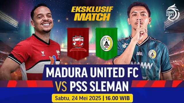 Saksikan eksklusif match BRI Liga 1: Madura United vs PSS Sleman live stream di Vidio akhir pekan. (sum. doc. vidio.com)