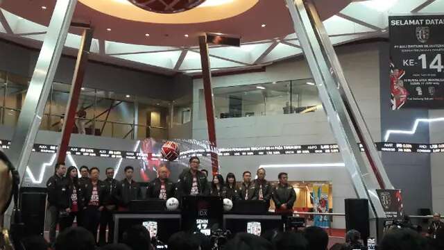 Pencatatan perdana saham klub sepak bola Bali United pada Senin, 17 Juni 2019 (Foto: Liputan6.com/Bawono Y)
