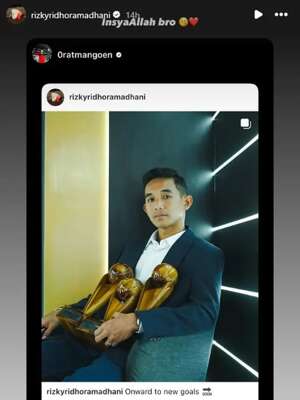 Unggahan story Rizky Ridho di Instagram. (Dok. Instagram/Rizky Ridho)
