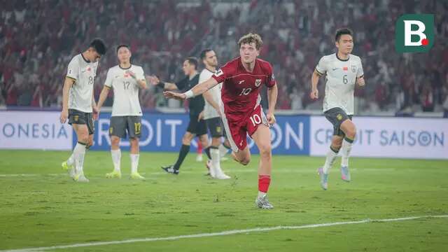 Ekspresi striker Timnas Indonesia, Ole Romeny, setelah menjebol gawang Timnas China pada pertandingan Kualifikasi Piala Dunia 2026 di Stadion Utama Gelora Bung Karno, Jakarta, Kamis (5/6/2025). (Bola.com/Bagaskara Lazuardi)