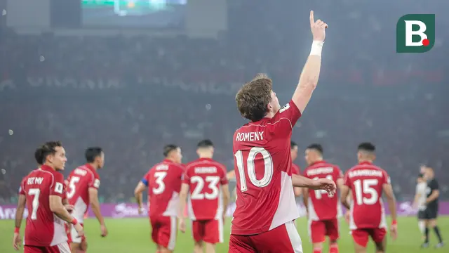 Striker Timnas Indonesia, Ole Romeny, berselebrasi usai mencetak gol ke gawang China dalam laga Kualifikasi Piala Dunia 2026 zona Asia di Stadion Utama Gelora Bung Karno (SUGBK) Senayan, Jakarta, Kamis (5/6/2025). (Bola.com/Bagaskara Lazuardi)