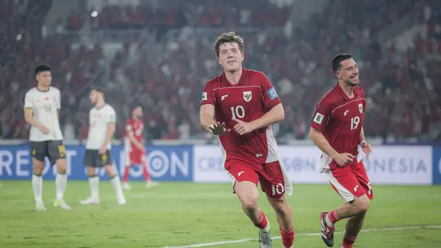 Ekspresi striker Timnas Indonesia, Ole Romeny, setelah menjebol gawang Timnas China pada pertandingan Kualifikasi Piala Dunia 2026 di Stadion Utama Gelora Bung Karno, Jakarta, Kamis (5/6/2025). (Bola.com/Bagaskara Lazuardi)
