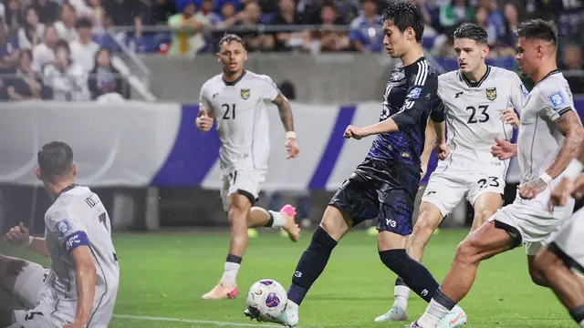 Timnas Indonesia kalah 0-6 dari Timnas Jepang. (Bola.com/Dok.STR/JIJI PRESS/AFP)