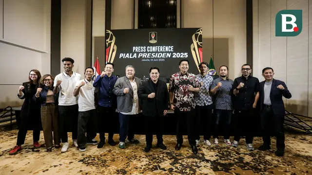 Konferensi pers Piala Presiden 2025 di Menara Danareksa, Jakarta Pusat, pada Jumat (13/6/2025). (Bola.com/Bagaskara Lazuardi)