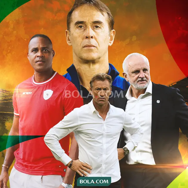 Ilustrasi - Patrick Kluivert, Graham Arnold, Julen Lopetegui, Herve Renard