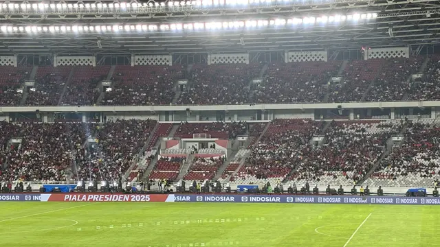 Presiden Prabowo Subianto tidak hadir dalam Pembukaan Piala Presiden 2025 lantaran sedang menjalankan tugas negara di Brasil. (Liputan6.com/Melinda Indrasari)