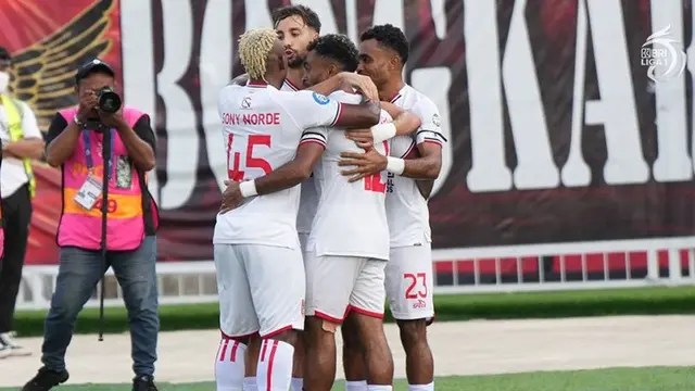 Perayaan gol pemain Malut United pada laga BRI Liga 1 2024/2025 (c) PT LIB