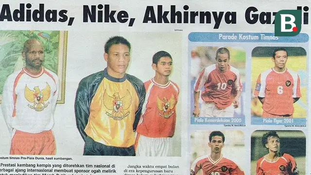 Jersey Timnas Indonesia saat berlaga di Piala Asia 2004. (Bola.com/Rep. Tabloid Bola)