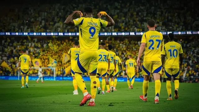 Jhon Duran saat laga tandang Al Nassr melawan Al Ahli Saudi di King Abdullah Sports City, Jumat dini hari WIB (14-2-2025). (Bola.com/X Al Nassr)