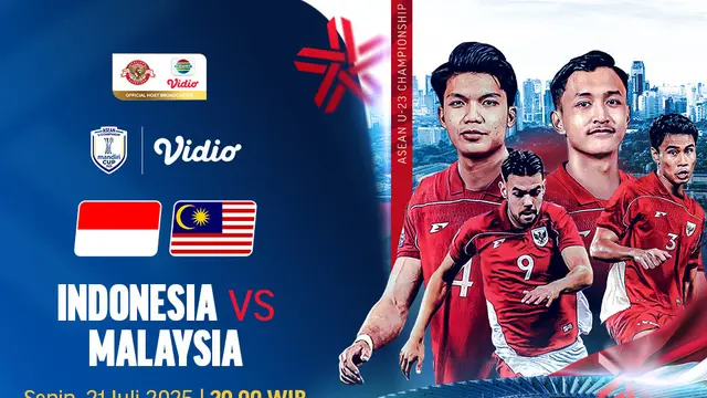 Dapatkan link live streaming Indonesia vs Malaysia - ASEAN U-23 Mandiri Cup 2025 di Vidio. (sum. doc. vidio.com)