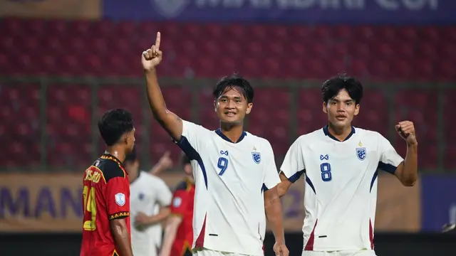 Thailand U-23 setelah menang 4-0 atas Timor Leste di laga Grup C Piala AFF U-23 2025 di Stadion Patriot Candrabhaga Bekasi, Sabtu (19/7/2025). (Dok. ASEAN United FC)