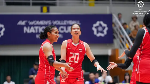 Timnas voli putri Indonesia menundukkan Mongolia 3-0 (25-18, 25-21, 25-23) pada lanjutan AVC Nations Cup 2025, di Dong Anh Gymnasium, Hanoi, Vietnam, Rabu (12/6/2025). (PBVSI)