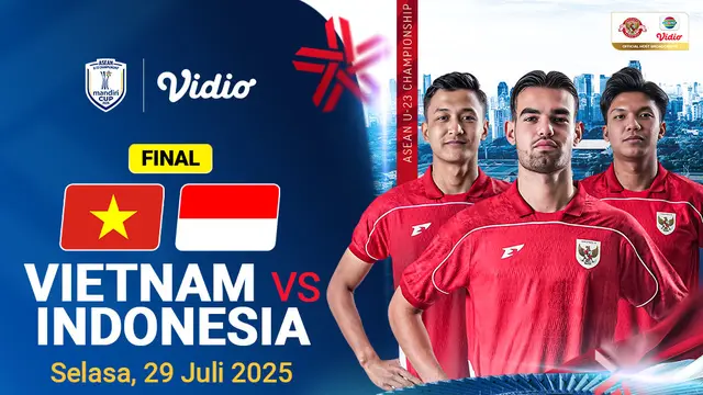 Live stream final! Vietnam vs Indonesia - ASEAN U-23 Mandiri Cup 2025 di Vidio. Dukung dan saksikan perjuangan Garuda Muda di laga Final - ASEAN U-23 Mandiri Cup 2025, antara Vietnam vs Indonesia hanya di Vidio. (sum. doc. vidio.com)