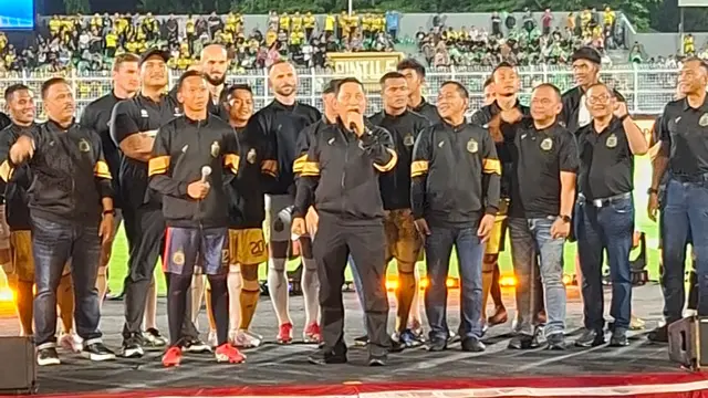 Launching tim Bhayangkara Presisi Lampung FC di markas anyar mereka, Stadion Sumpah Pemuda, Lampung jelang mengikuti BRI Super League 2025/2026 hari Senin (28/07/2025) malam WIB. (Bhayangkara Presisi Lampung FC)