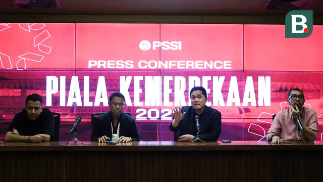 Konferensi pers Piala Kemerdekaan 2025 di Stadion Utama Gelora Bung Karno, Jakarta, Kamis (31/7/2025). (Bola.com/Hery Kurniawan).