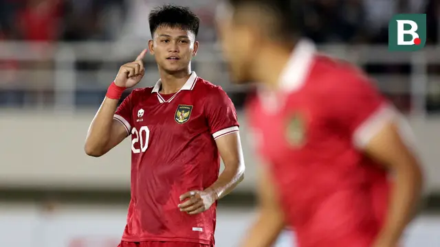 Selebrasi pemain Timnas Indonesia U-23, Hokky Caraka Brilliant setelah mencetak gol ke gawang Chinese Taipei U-23 dalam pertandingan Grup K Kualifikasi Piala Asia U-23 2024 di Stadion Manahan, Solo, Sabtu (9/9/2023). (Bola.com/Arief Bagus)