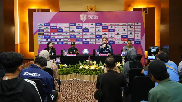 Konferensi pers Grup A ASEAN U-16 Women's Championship 2025 di Solo, Jawa Tengah, Selasa (19/8/2025). (Dok. PSSI)