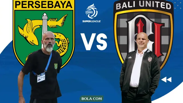 Duel pelatih Persebaya Surabaya versus Bali United. (Bola.com/Rizki Hidayat)