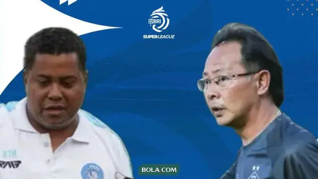 Duel pelatih PSBS Biak vs Persik Kediri di BRI Super League 2025/2026. (Bola.com/Benediktus Gerendo Pradigdo)