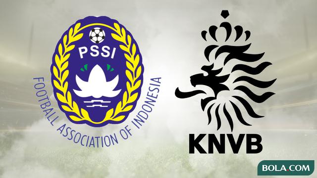 Logo PSSI dan KNVB. (Bola.com/Dody Iryawan)