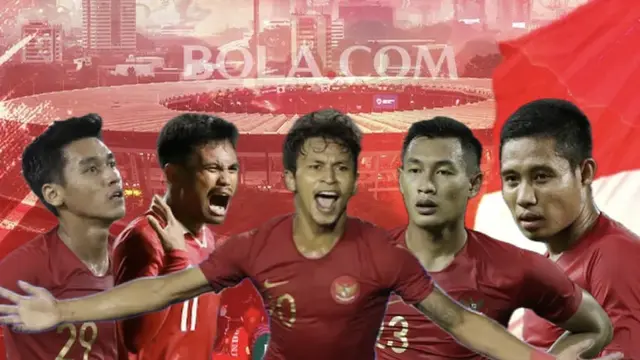 Septian David Maulana, Saddil Ramdani, Osvaldo Haay, Hansamu Yama, Evan Dimas di Timnas Indonesia. (Bola.com/Benediktus Gerendo Pradigdo)
