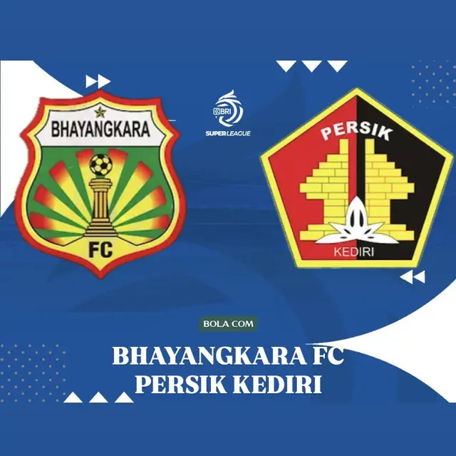 Ilustrasi Bhayangkara FC vs Persik Kediri di BRI Super League. (Bola.com/Benediktus Gerendo Pradigdo)