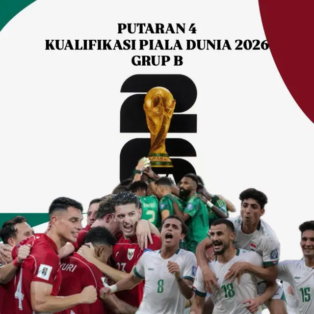 Ilustrasi Grup B putaran keempat Kualifikasi Piala Dunia 2026 zona Asia, Timnas Indonesia, Timnas Arab Saudi, Timnas Irak. (Bola.com/Benediktus Gerendo Pradigdo)