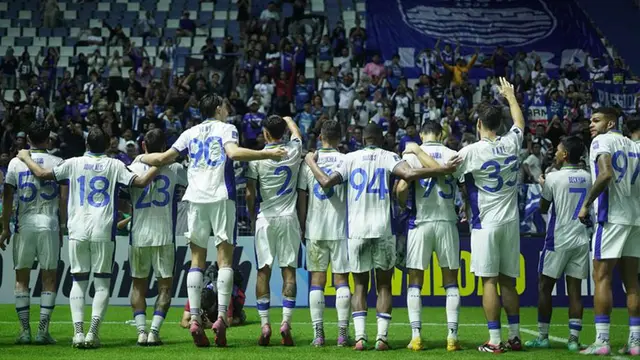 Perayaan pemain Persib Bandung usai mengalahkan Bangkok United di laga AFC Champions League Two. (dok.Persib)