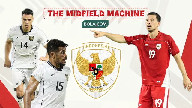 Lini tengah Timnas Indonesia: Joey Pelupessy, Ricky Kambuaya, dan Thom Haye. (Bola.com/Wiwig Prayugi)
