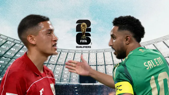 Head to head kapten Timnas Indonesia Vs Arab Saudi, Jay Idzes Vs Salem al-Dawsari. (Bola.com/Wiwig Prayugi)