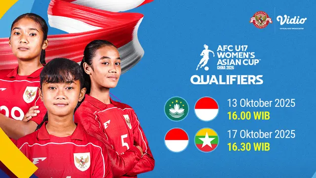 Jadwal Timnas Putri Indonesia U-17 Kualifikasi AFC Asian Cup 2026 live streaming eksklusif di Vidio. (dok. vidio.com)