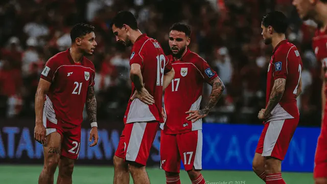 Ekspresi para pemain Timnas Indonesia saat menghadapi Irak pada putaran 4 Kualifikasi Piala Dunia 2026 di King Abdullah Sport City, Minggu (12/10/2025) dini hari WIB. (Timnas Indonesia)