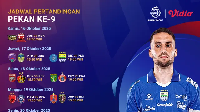 Jadwal BRI Super League pekan 9 live eksklusif di Vidio. (dok. vidio.com)