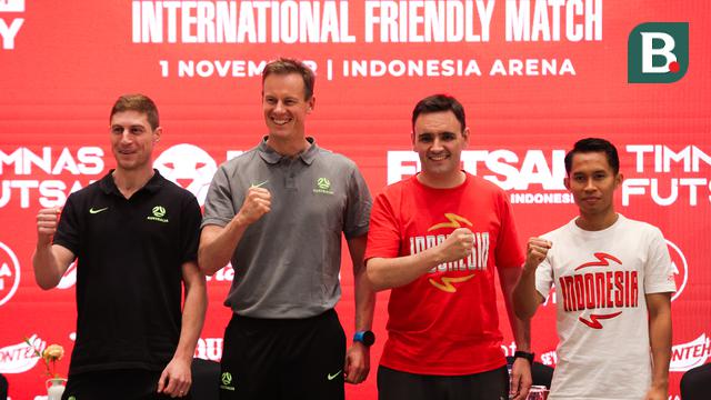 Press Conference International Friendly Match Timnas futsal Indonesia melawan Australia yang bertempat di Hotel Sultan, Jakarta pada Kamis (30/10/2025). (Bola.com/Abdul Aziz)