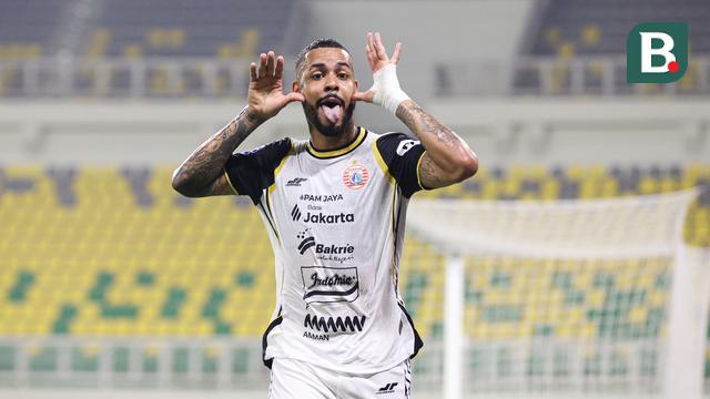 Pemain Persija Maxwell saat mencetak gol ke gawang Dewa United di ajang BRI Super League 2025/2026. (Abdul Aziz/Bola.com)