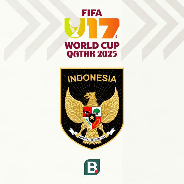 Ilustrasi logo Timnas Indonesia U-17 di Piala Dunia U-17 2025. (Bola.com/Wiwig Prayugi)