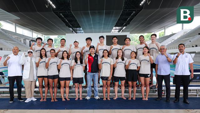 PB Akuatik Indonesia resmi mengumumkan daftar 22 atlet untuk SEA Games 2025 di Stadion Akuatik GBK, Jakarta Pusat, Kamis (20/11/2025) pagi WIB. (Bola.com/Abdul Aziz)