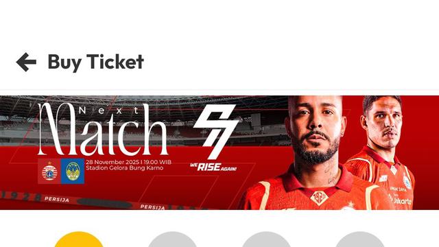 Tangkapan layar tiket Persija vs PSIM yang sudah habis terjual. (Persija Apps)